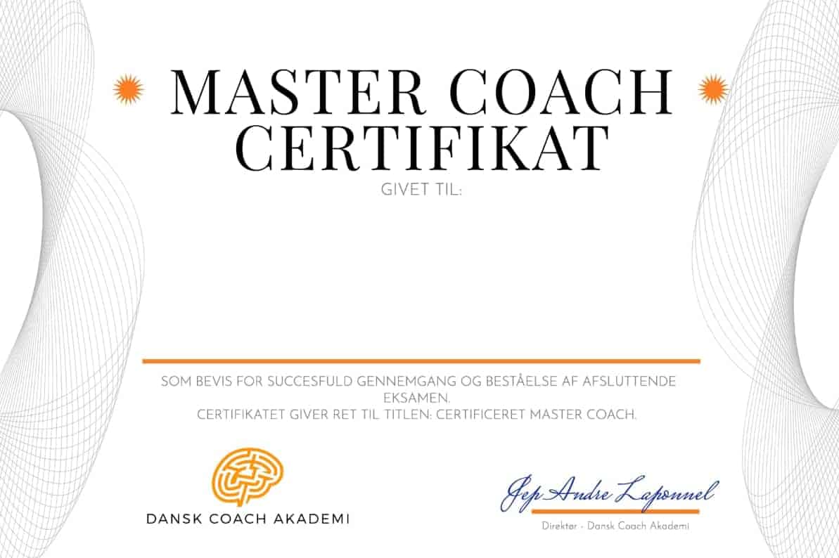 Coaching uddannelses certifikat